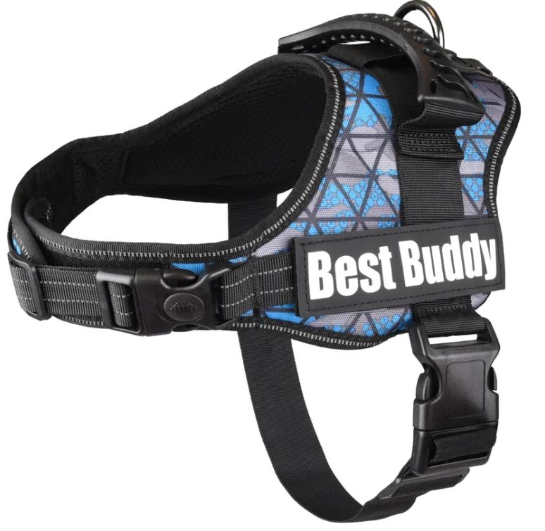 Flamingo Cane Pettorina In Nylon Con Imbottitura "Best Buddy Pluto" 70-90 Cm X 50 Mm Azzurro Camouflage