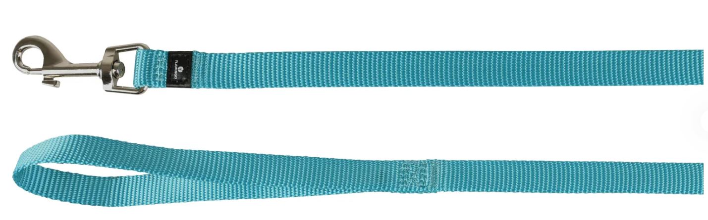 Flamingo Cane Guinzaglio In Nylon "Ziggi" 130 Cm X 15 Mm Turchese