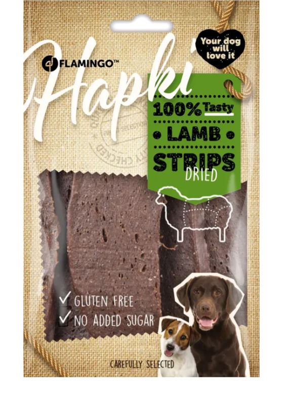 Flamingo Cane Snack "Hapki" Strisce Di Agnello 85 Gr