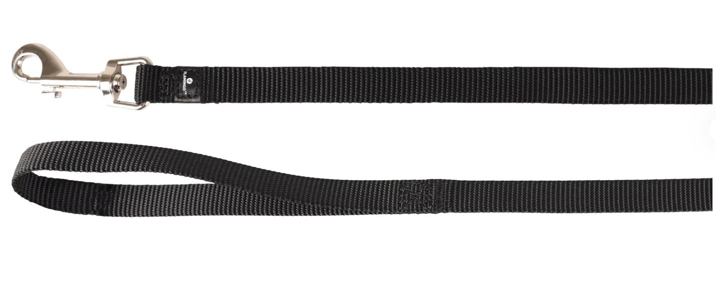 Flamingo Cane Guinzaglio In Nylon "Ziggi" 300 Cm X 25 Mm Nero