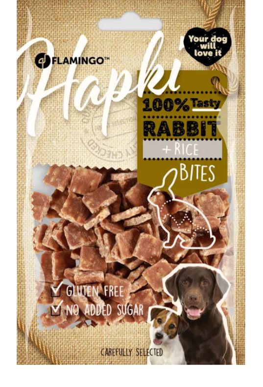 Flamingo Cane Snack "Hapki" Cubetti Di Coniglio &amp; Riso 85 Gr