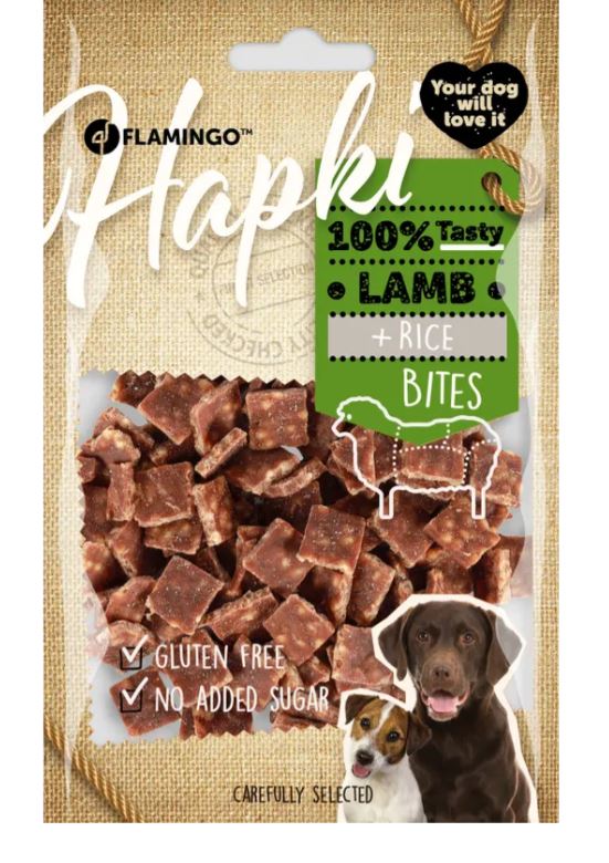 Flamingo Cane Snack "Hapki" Cubetti Di Agnello &amp; Riso 85 Gr
