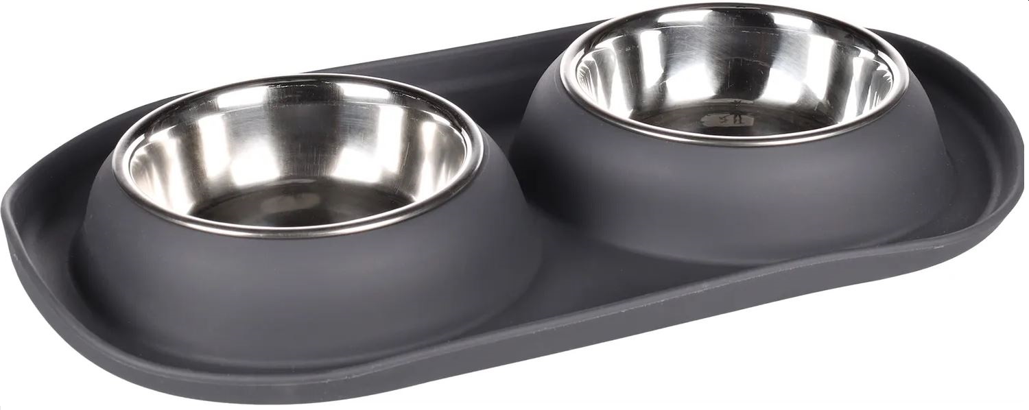Flamingo Ciotola Doppia "Duo Dinner Grafa" 14,5 Cm 2X500 Ml Grigio Scuro