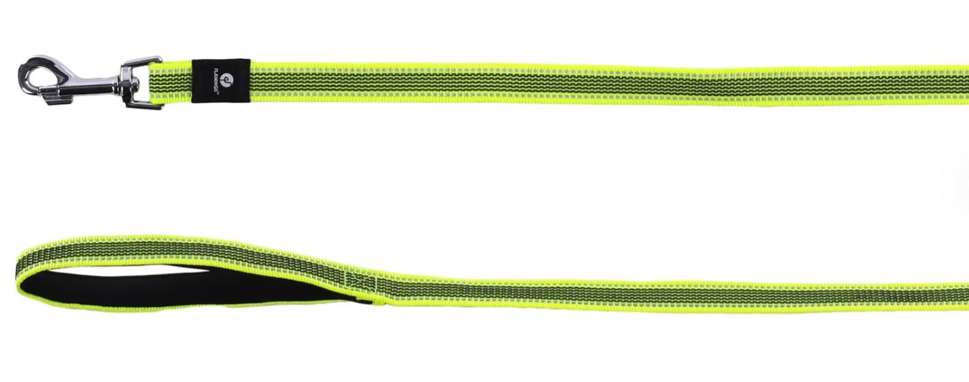 Flamingo Cane Guinzaglio In Nylon "Xeno" 20 Mm X 200 Cm Giallo Fluo