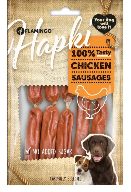 Flamingo Cane Snack "Hapki" Salsicce Al Pollo 85 Gr