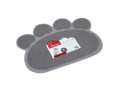 M-Pets Gatto Tappeto Lettiera "Paw Impronta" 60X45 Cm Grigio