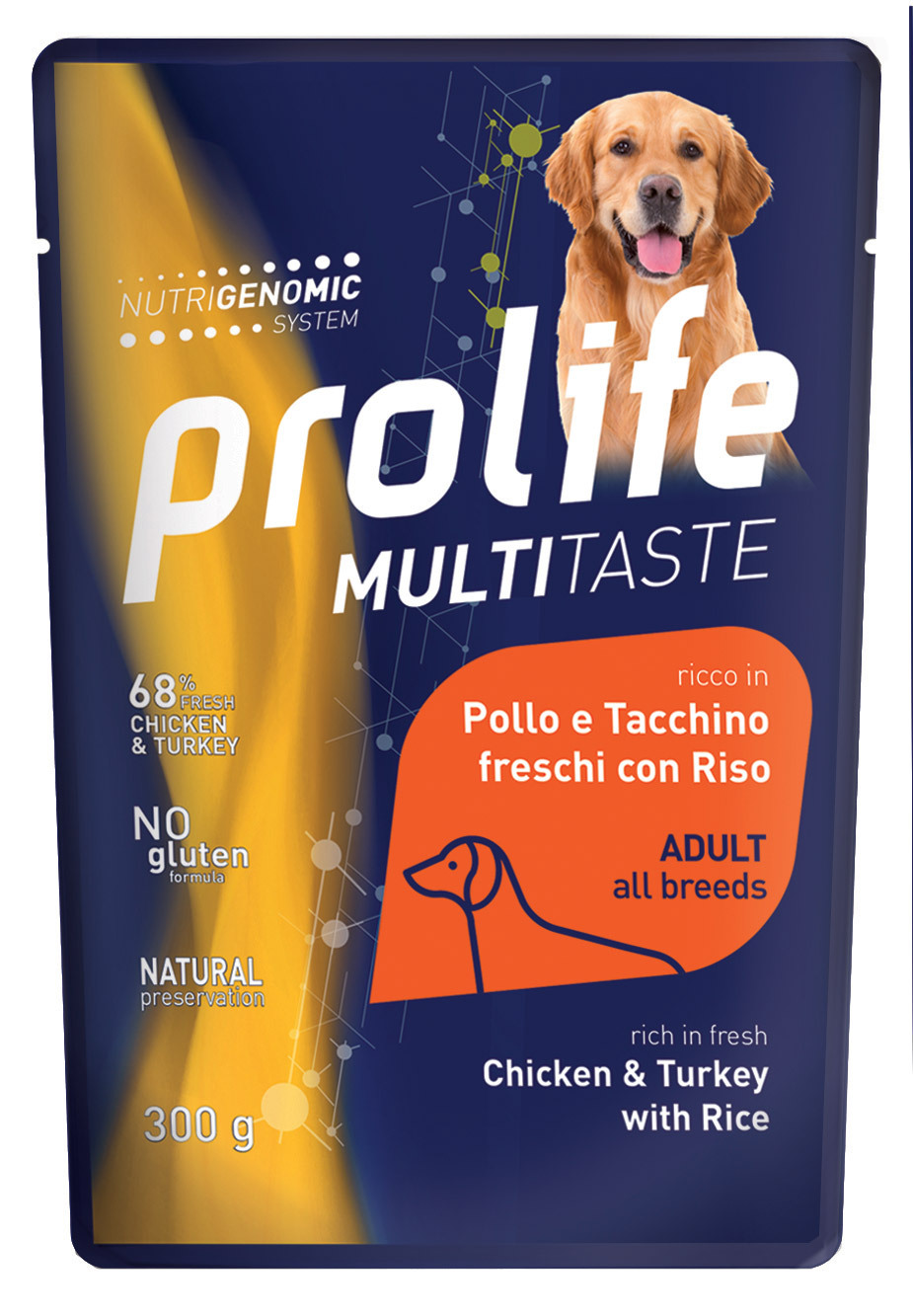 Prolife Cane Multitaste Adulto Pollo, Tacchino amp Riso Busta 300 Gr