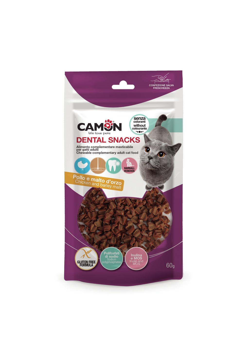 Camon Gatto Snack Cuoricini Pollo &amp; Malto 60 Gr