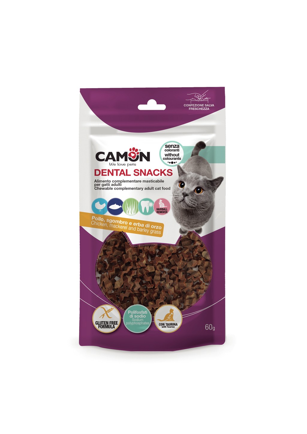 Camon Gatto Snack Pesciolini Sgombro &amp; Erba Di Malto 60 Gr