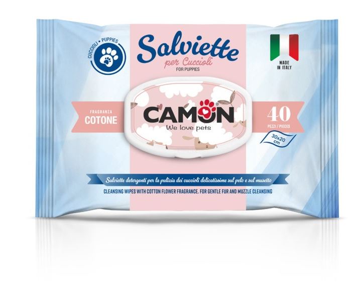 Camon Salviette Detergenti Cuccioli 40 Pezzi Cotone