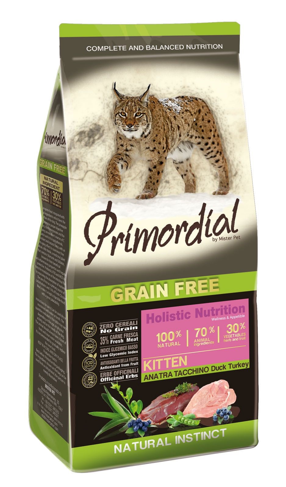 Primordial Gatto Kitten Anatra &amp; Tacchino 400 Gr