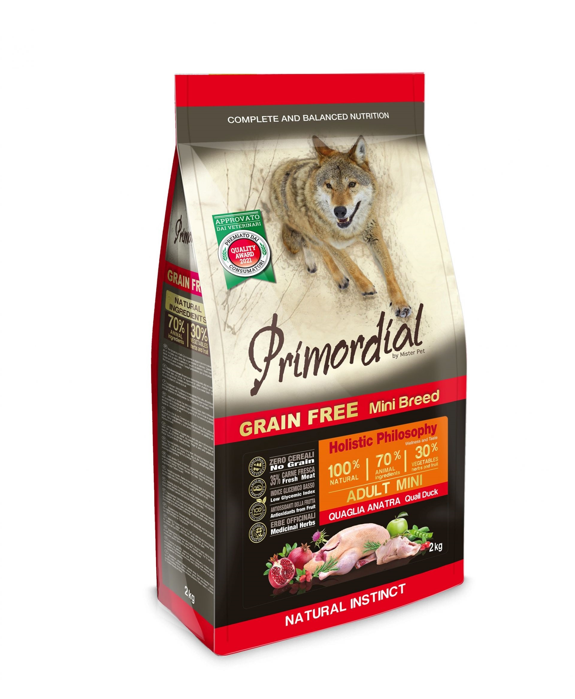 Primordial Cane Adulto Mini Quaglia &amp; Anatra 2 Kg