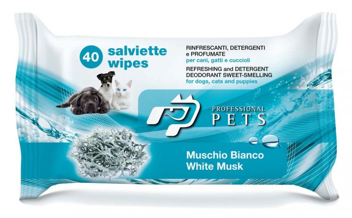 Pet Professional Salviette Muschio Bianco 40 Pezzi