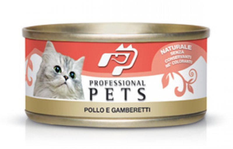 Pet Professional Gatto Adulto Pollo &amp; Gamberetti Lattina 70 Gr
