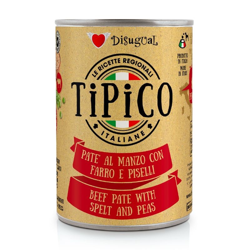 Disugual Cane Tipico Adulto Manzo, Farro &amp; Piselli Lattina 400 Gr