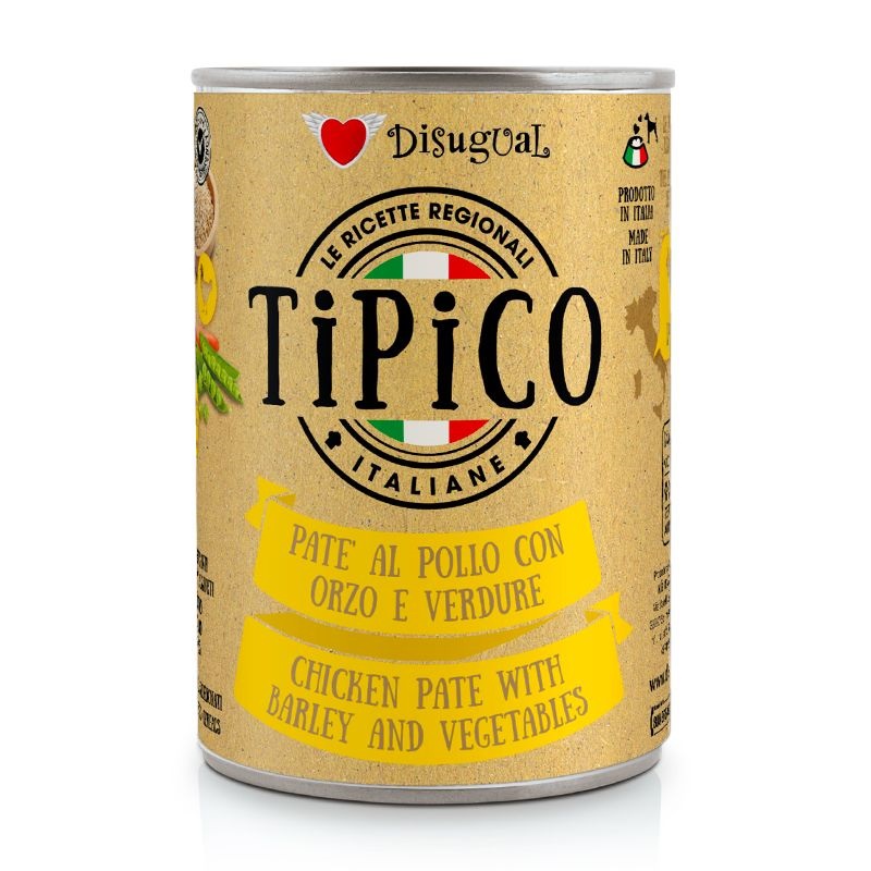 Disugual Cane Tipico Adulto Pollo, Orzo &amp; Verdure Lattina 400 Gr