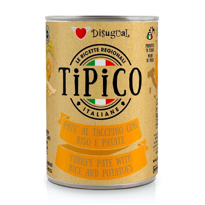 Disugual Cane Tipico Adulto Tacchino, Riso &amp; Patate Lattina 400 Gr