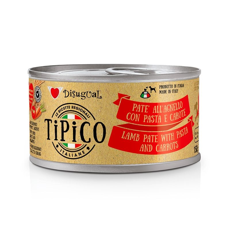 Disugual Cane Tipico Adulto Agnello, Pasta &amp; Carote Lattina 150 Gr