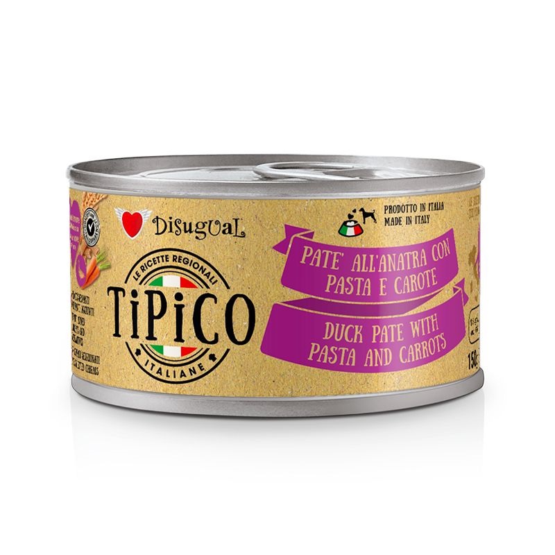 Disugual Cane Tipico Adulto Anatra, Pasta &amp; Carote Lattina 150 Gr