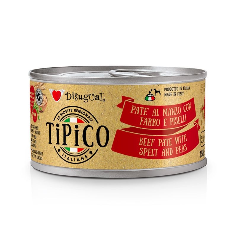 Disugual Cane Tipico Adulto Manzo, Farro &amp; Piselli Lattina 150 Gr