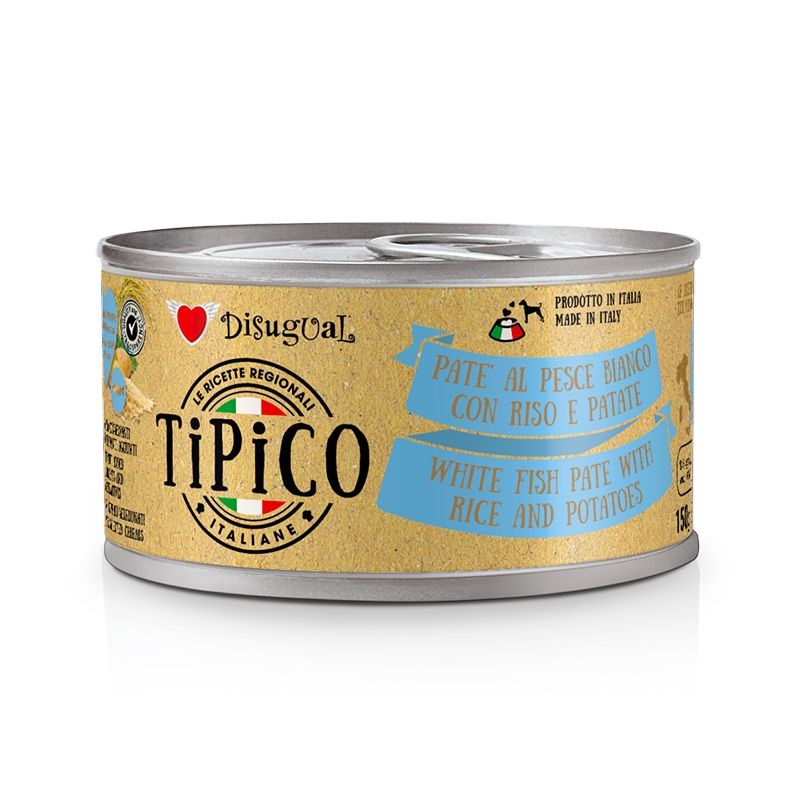 Disugual Cane Tipico Adulto Pesce Bianco, Riso &amp; Patate Lattina 150 Gr