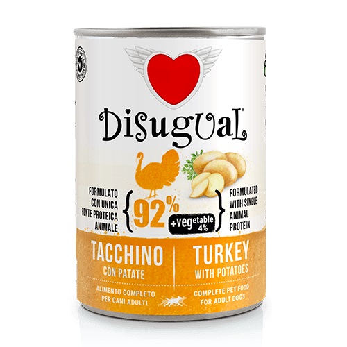 Disugual Cane Vegetable Adulto Tacchino &amp; Patate Lattina 400 Gr