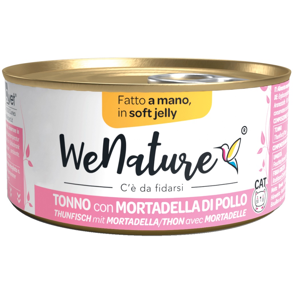 Wenature Gatto Lattina In Jelly Adulto Tonno & Mortadella 85 Gr