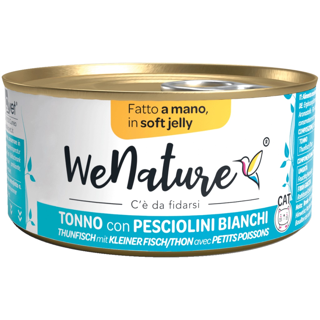 Wenature Gatto Lattina In Jelly Adulto Tonno & Pesciolini Bianchi 85 Gr
