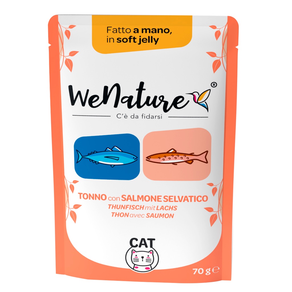 Wenature Gatto Busta In Jelly Adulto Tonno & Salmone Selvatico 70 Gr