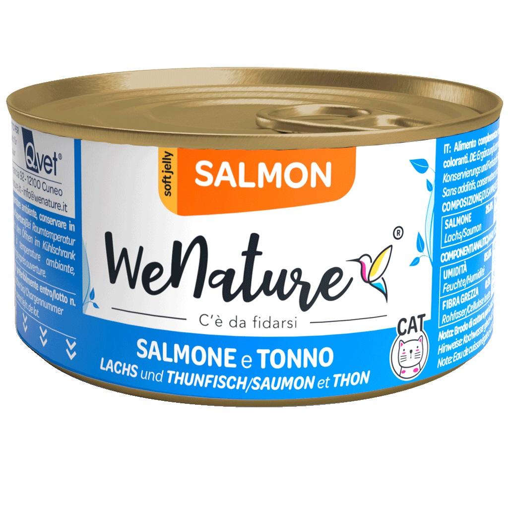Wenature Gatto Lattina In Jelly Adulto Salmone & Tonno 85 Gr