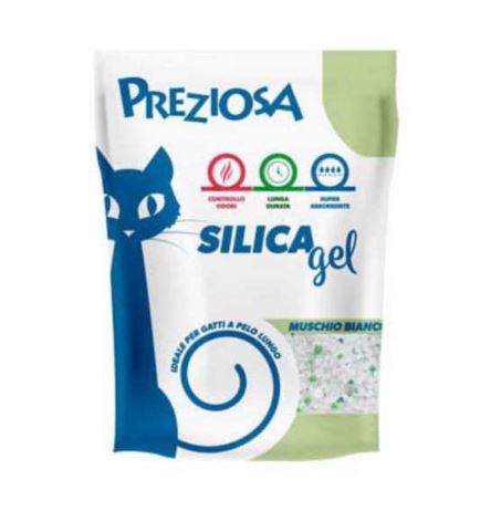Preziosa Gatto Lettiera Igienica Silica Gel Muschio Bianco 2,25 Kg