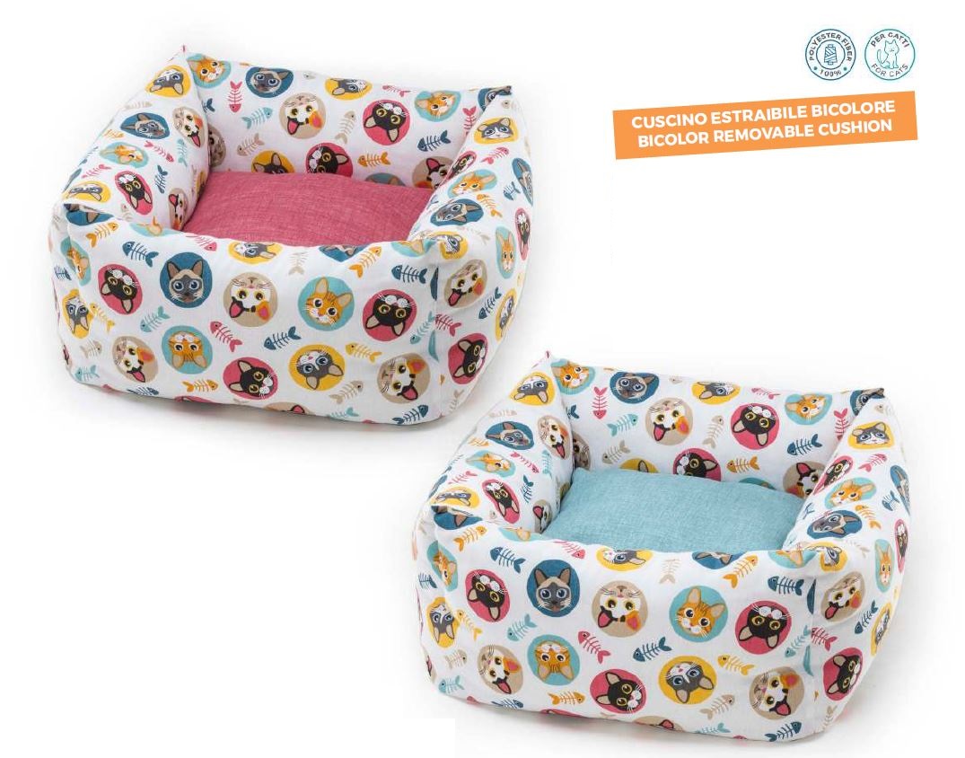 Leo Pet Gatto Cuccia Quadrata Rodi Multicolor 50X50X20 Cm