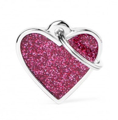 My Family Medaglietta Small Heart Glitter Pink