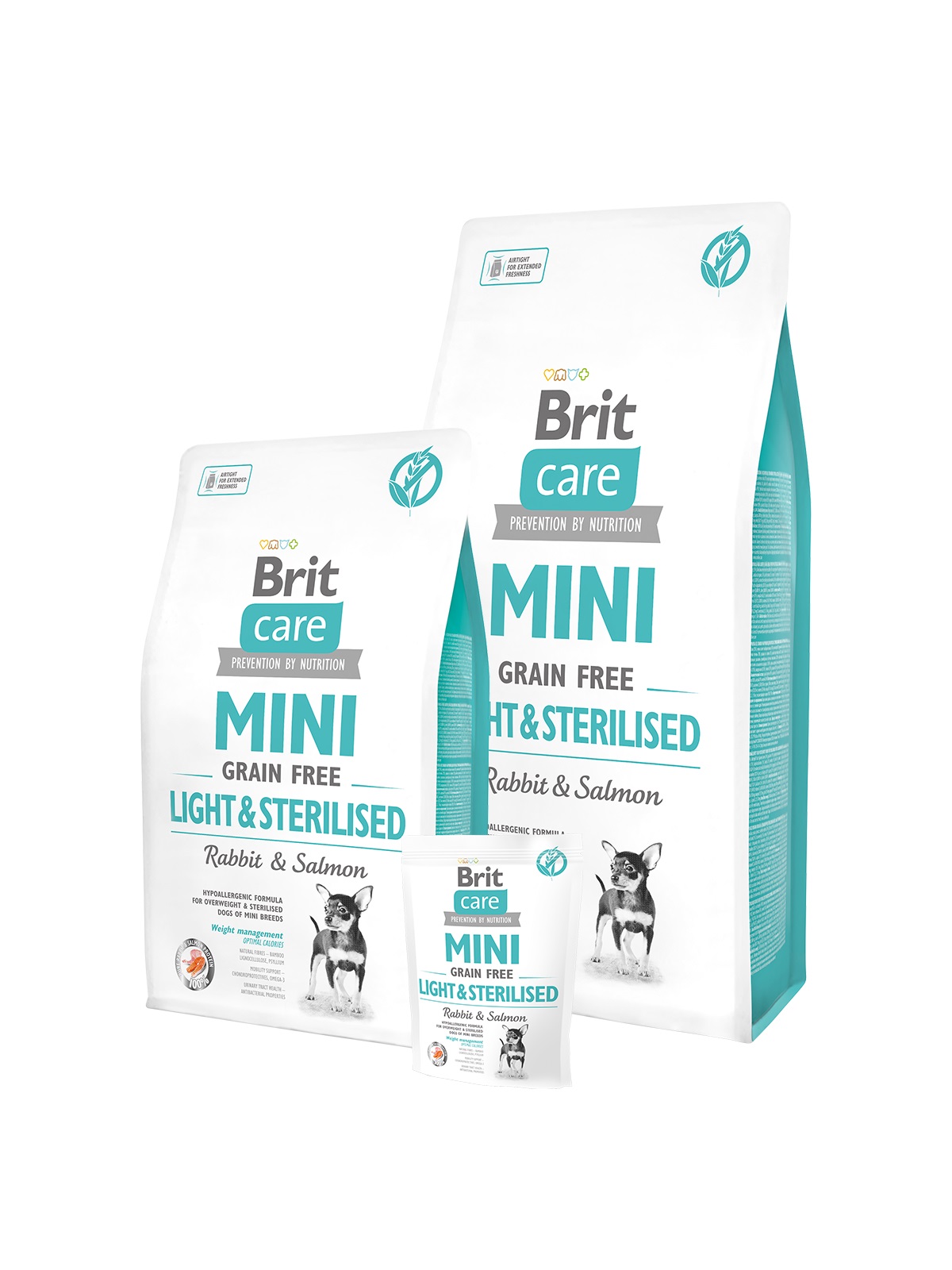 Brit Care Cane Mini Grain Free Light&amp;Sterilised Rabbit&amp;Salmon 400 Gr