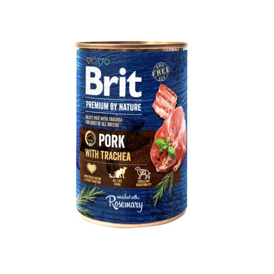 Brit Premium By Nature Cane Lattina Adulto Maiale & Trachea Di Maiale 400 Gr