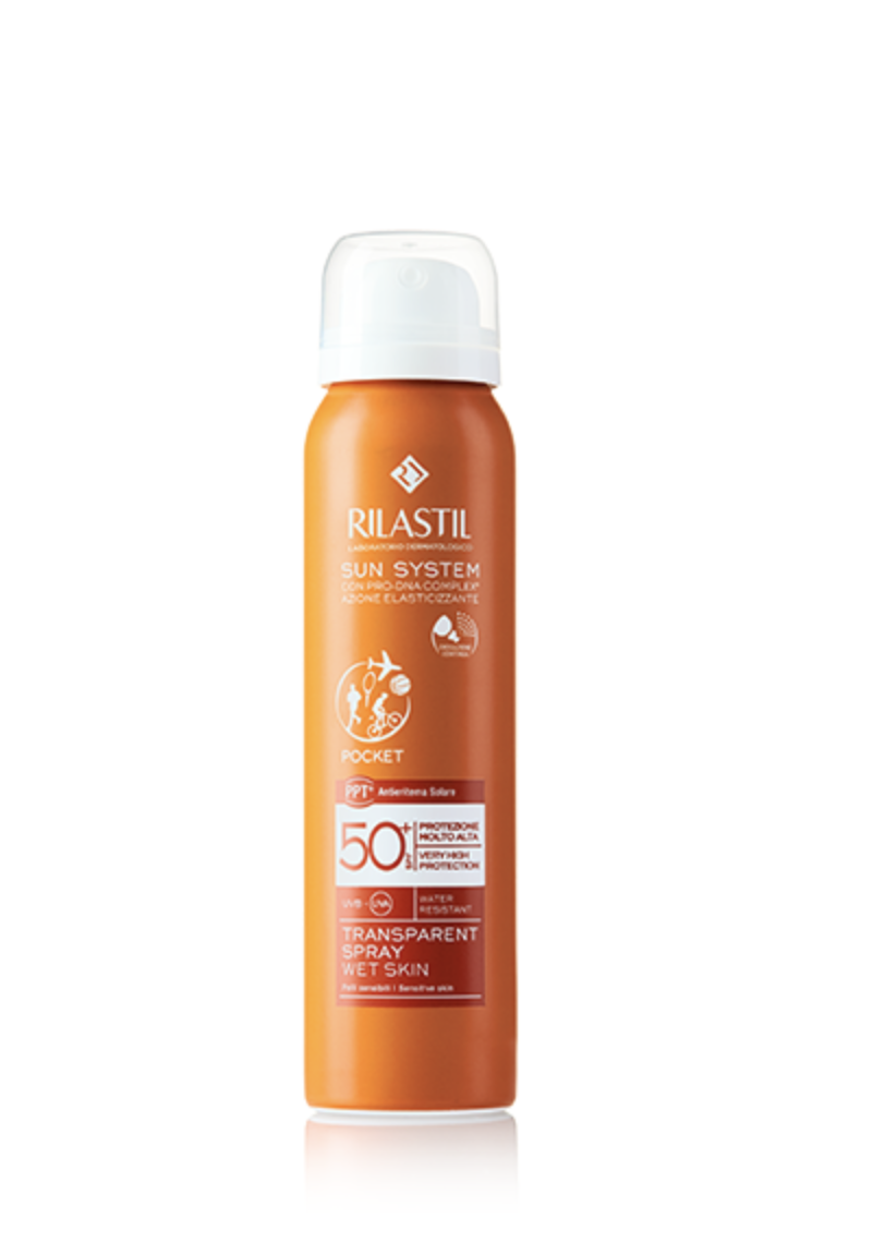 Rilastil sun system spf 50+ transparent spray formato pocket 75 ml